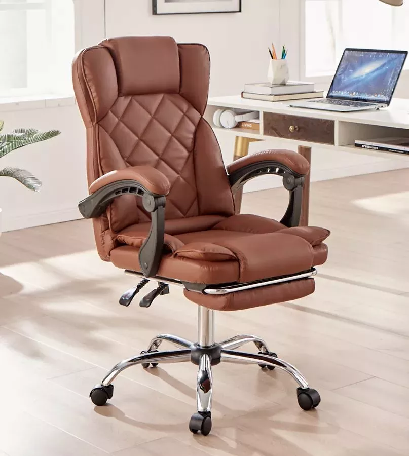 כסא מנהלים מרופד דגם LEONARDO עם הדום נשלף צבע חום מתצוגה ועודפים