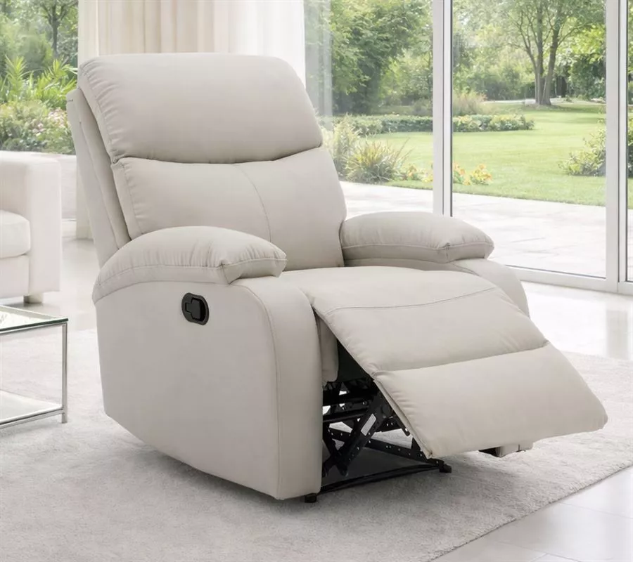 כורסת טלוויזיה מרופדת עם ריקליינר דגם Austin צבע אפור בז' ***במכירה מוקדמת 30 ימי עסקים