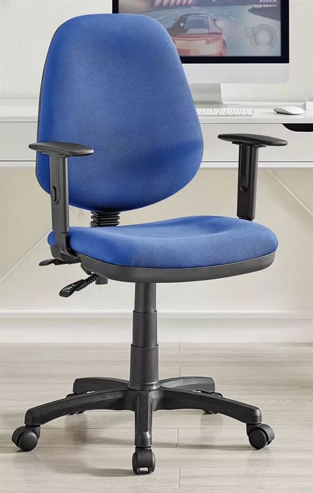 כסא מזכירה וסטודנט עם ידיות מתכווננות דגם Promax10 צבע כחול מתצוגה ועודפים