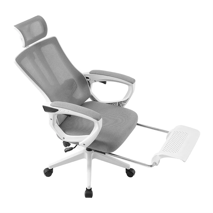 כסא מנהלים יוקרתי עם הדום נשלף דגם XP-50 צבע לבן אפור מתצוגה ועודפים