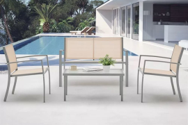 סט ריהוט גינה ארבעה חלקים כולל שולחן תואם דגם SANTORINI צבע טיופה מתצוגה ועודפים home-star