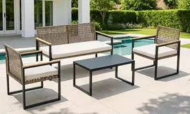 סט ריהוט גינה יוקרתי דגם Santa Monica צבע חום מתצוגה ועודפים home-star