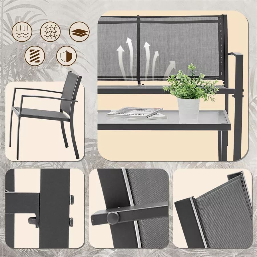 סט ריהוט גינה ארבעה חלקים כולל שולחן תואם דגם SANTORINI צבע טיופה מתצוגה ועודפים