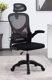 כיסא מנהלים יוקרתי דגם HI-TECH עם ידיות מתכווננות ומשענת ראש בצבע שחור מתצוגה ועודפים home-star