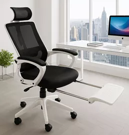 כסא מנהלים יוקרתי עם הדום נשלף דגם XP-50 צבע לבן שחור מתצוגה ועודפים home-star