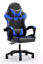 כסא גיימינג איכותי דגם PRO12 עם גב גבוה בצבע שחור כחול מתצוגה ועודפים home-star