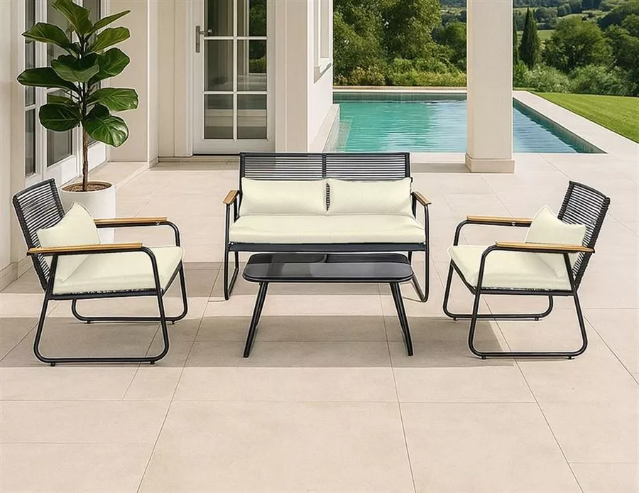 מערכת ישיבה אלגנטית ארבעה חלקים דגם Valencia צבע בז' מתצוגה ועודפים