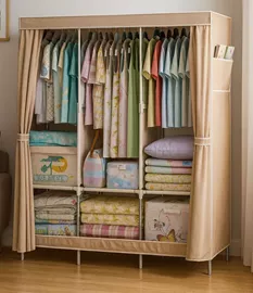 ארונית אחסון לבגדים ונעליים עם כיסוי בד מתצוגה ועודפים home-star