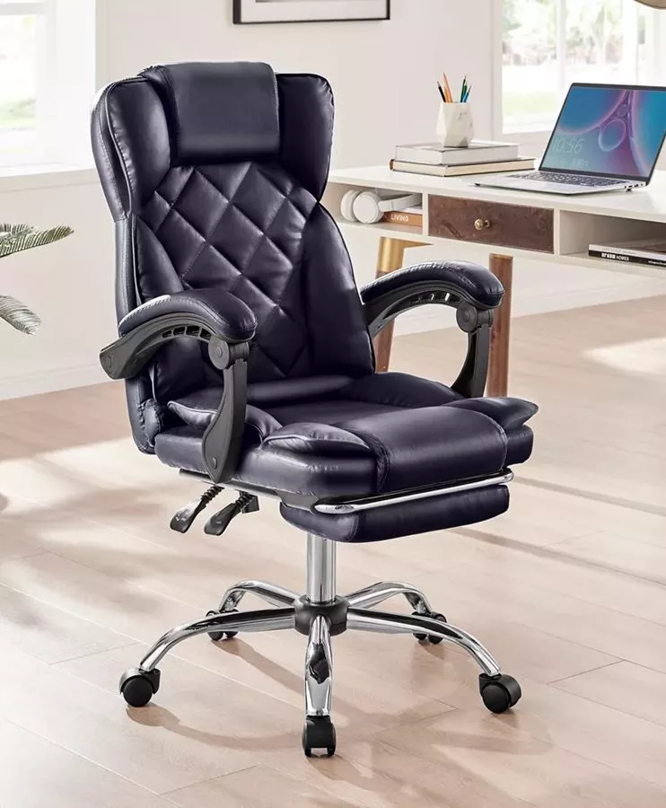 כסא מנהלים מרופד דגם LEONARDO עם הדום נשלף צבע שחור מתצוגה ועודפים