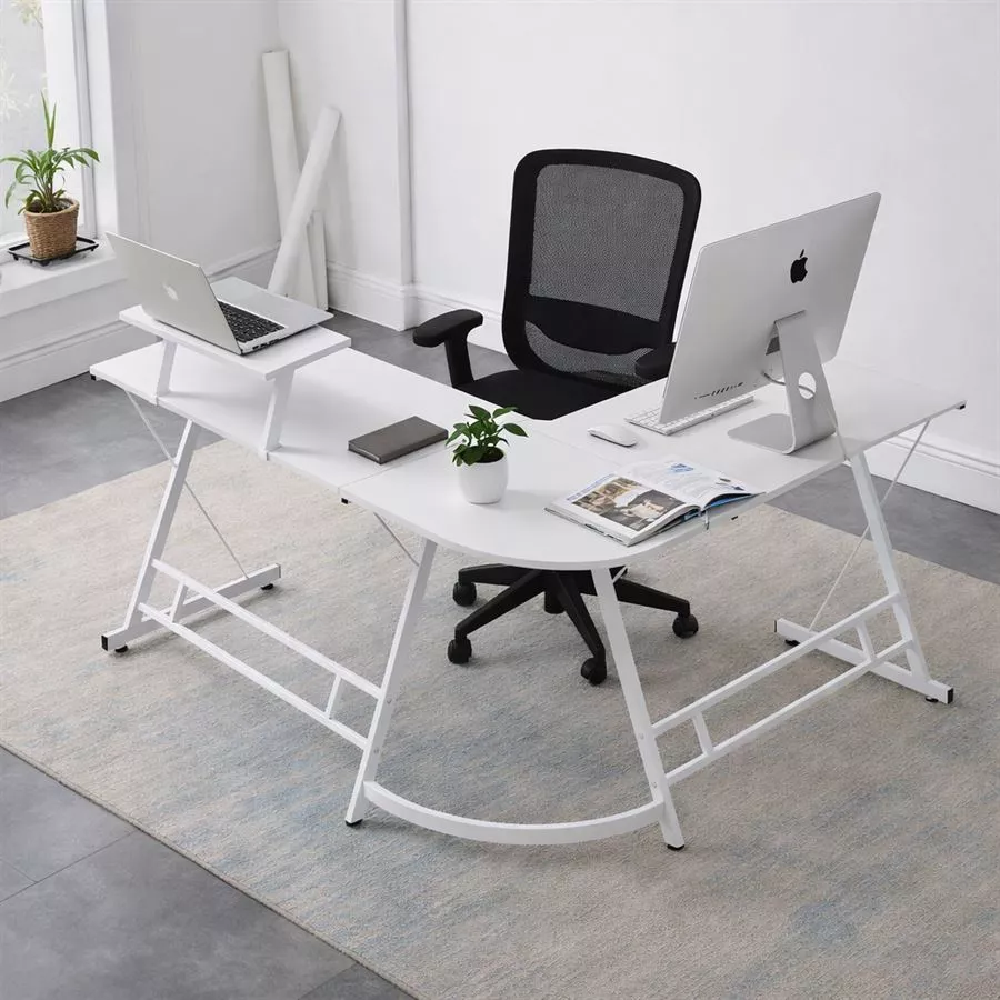 עמדת מחשב פינתית רחבה דגם DYNAMIC צבע לבן מתצוגה ועודפים