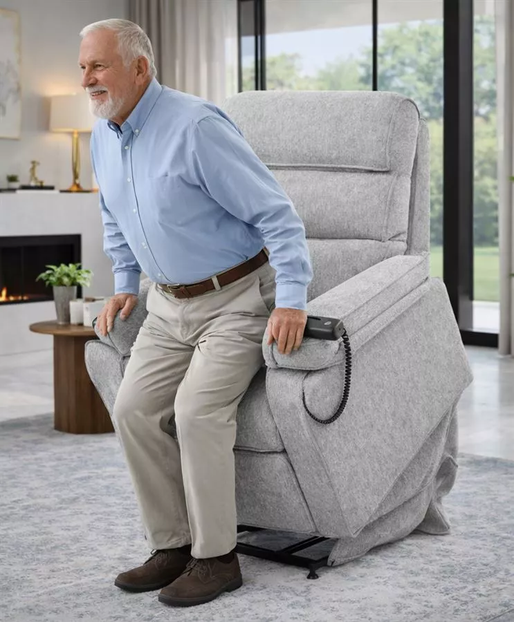 כורסת קימה חשמלית COMFY EASY LIFT צבע אפור בהיר במכירה מוקדמת 14 ימי עסקים