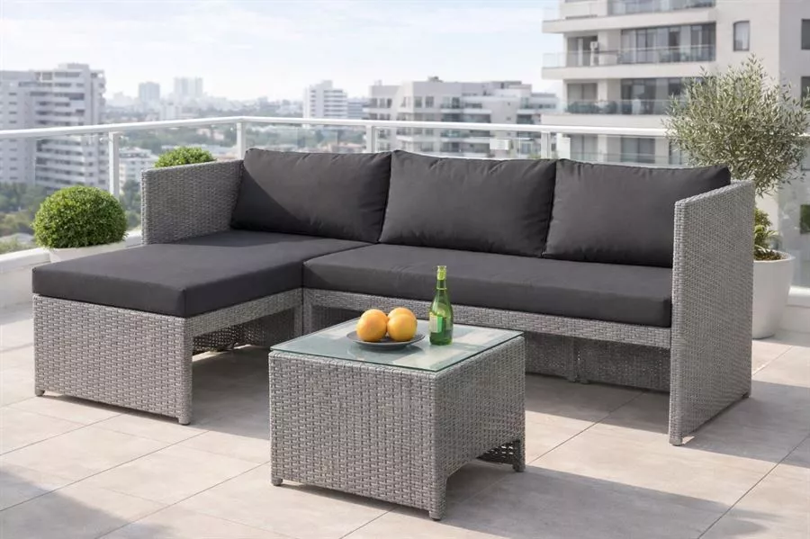 מערכת ישיבה פינתית לחצר דגם PHLIADELPHIA צבע אפור במכירה מוקדמת 45 ימי עסקים