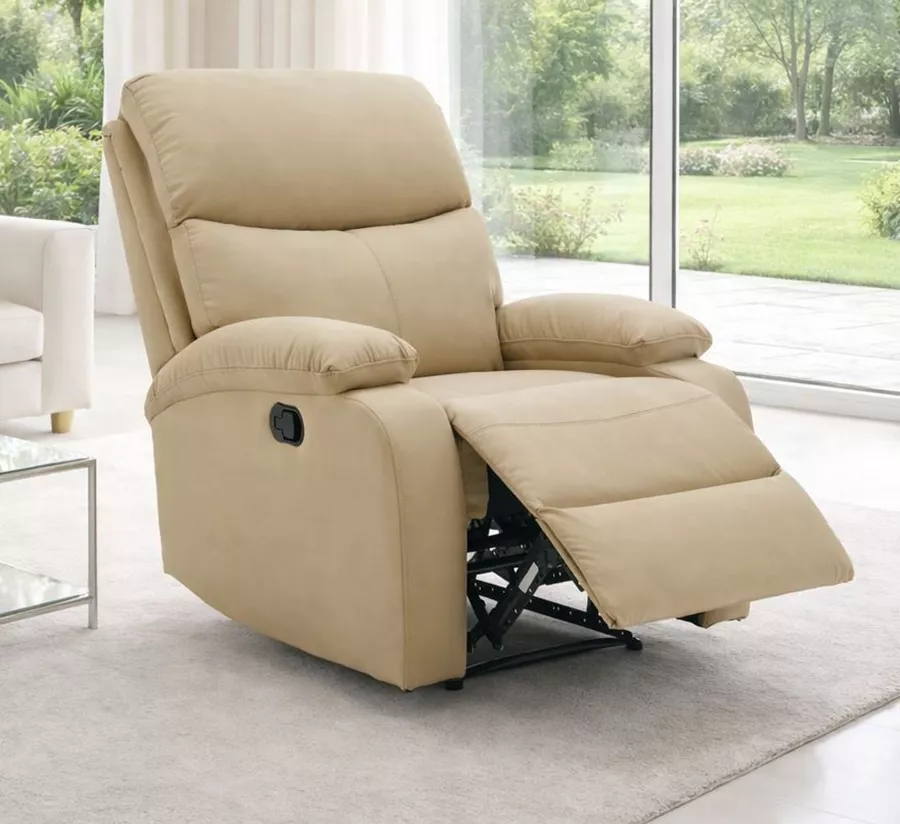 כורסת טלוויזיה מרופדת עם ריקליינר דגם Austin צבע בז' כהה ***במכירה מוקדמת 30 ימי עסקים