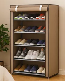 ארונית נעליים 5 קומות עם כיסוי בד מתצוגה ועודפים home-star