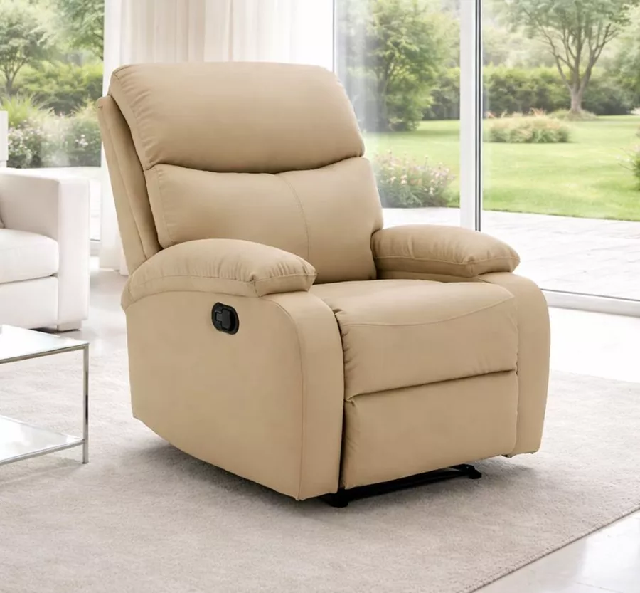 כורסת טלוויזיה מרופדת עם ריקליינר דגם Austin צבע בז' כהה ***במכירה מוקדמת 30 ימי עסקים