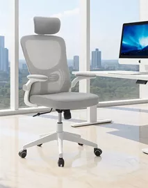 כסא מנהלים עם ידיות מתכווננות ומשענת ראש דגם XP-32 צבע לבן-אפור במכירה מוקדמת 21 ימי עסקים home-star