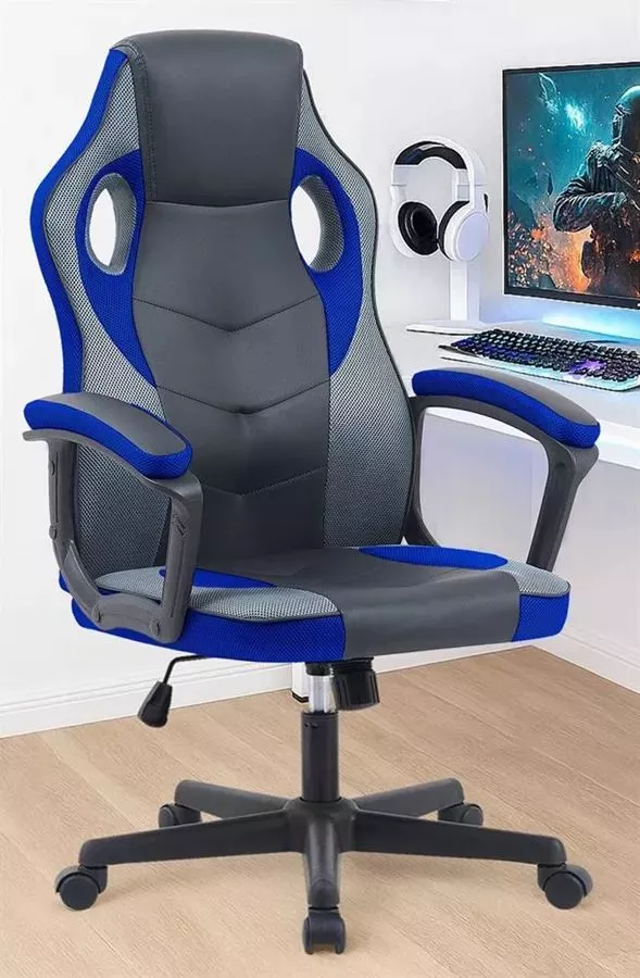 כסא גיימינג דגם Gamer צבע שחור כחול מתצוגה ועודפים