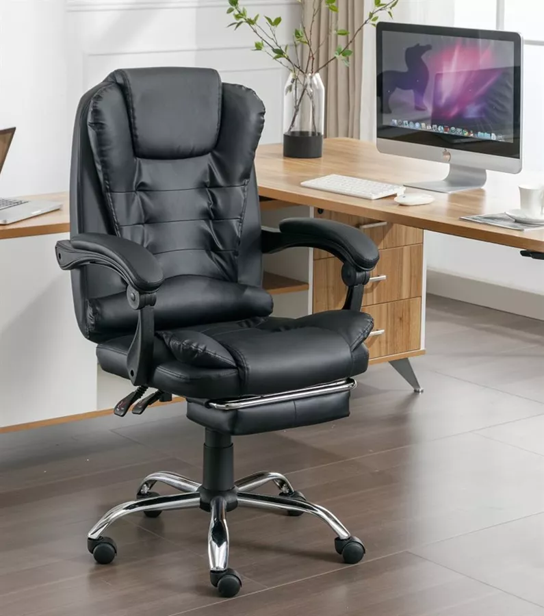 כסא מנהלים מרופד דגם MARVIN עם הדום נשלף צבע שחור מתצוגה ועודפים