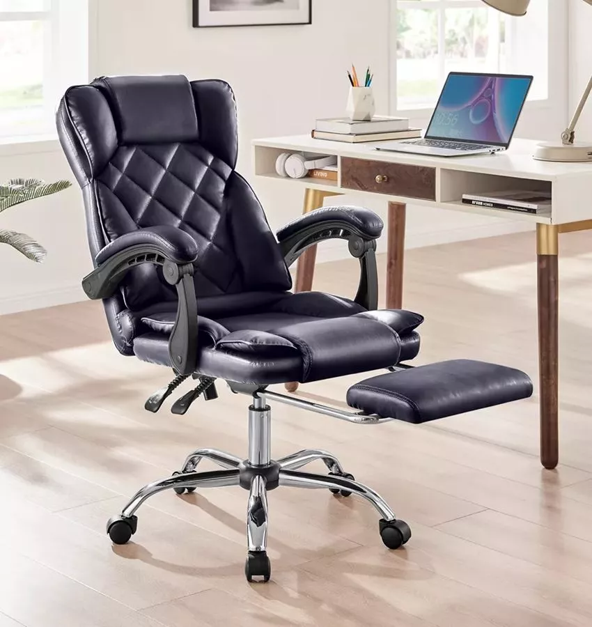 כסא מנהלים מרופד דגם LEONARDO עם הדום נשלף צבע שחור מתצוגה ועודפים