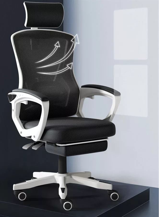 כסא מנהלים ארגונומי דגם XP-3 עם גב גבוה ומשענת ראש צבע שחור לבן מתצוגה ועודפים